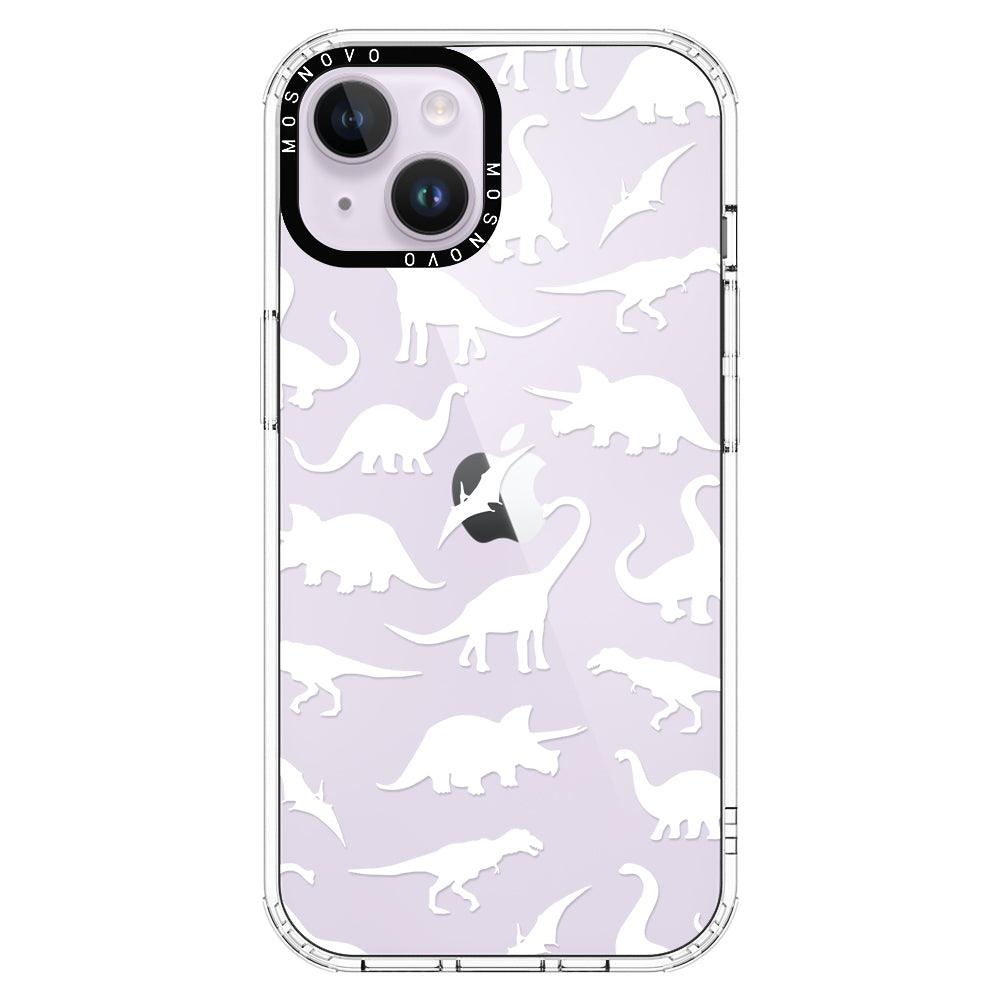 White Dinosaur Phone Case - iPhone 14 Plus Case - MOSNOVO