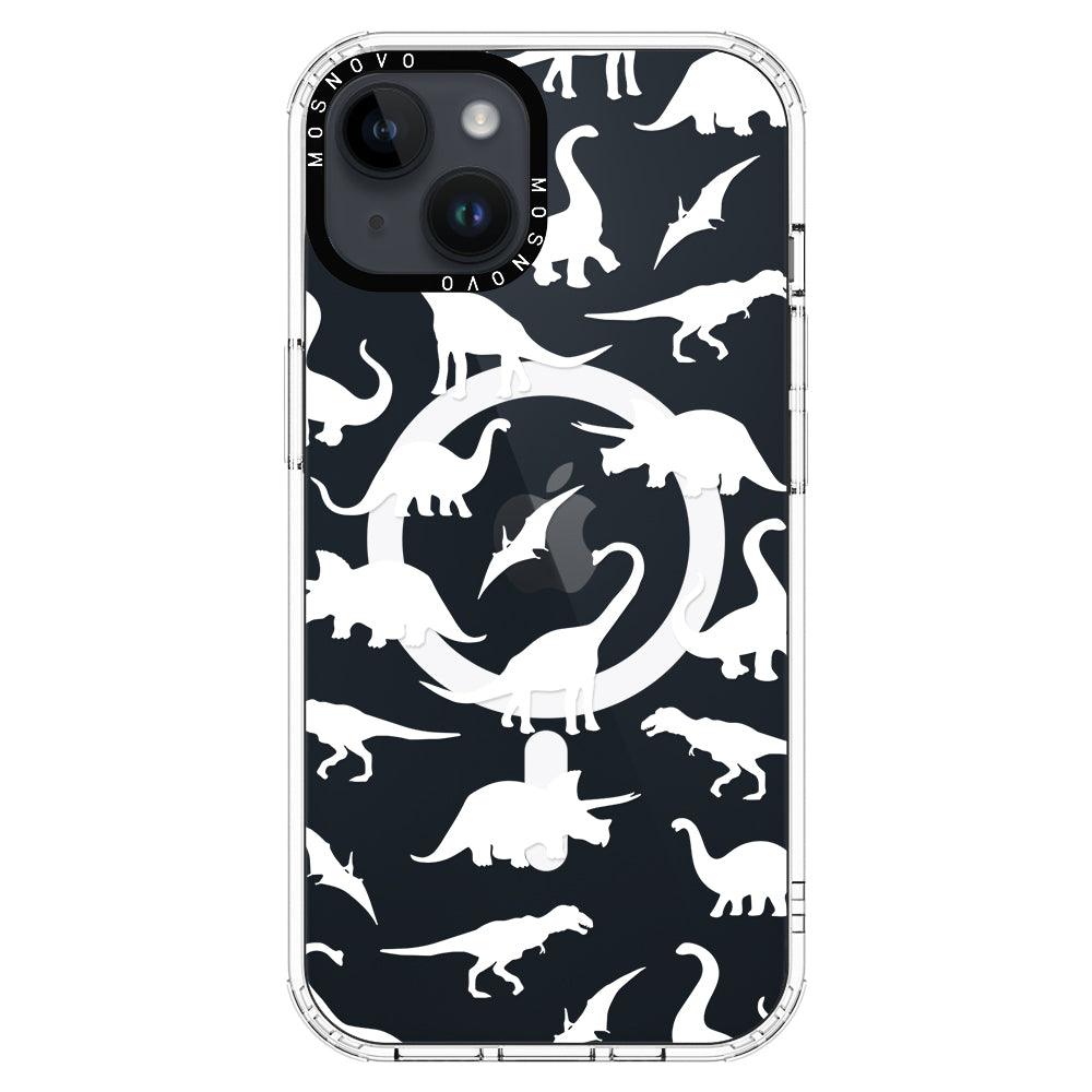 White Dinosaur Phone Case - iPhone 14 Plus Case - MOSNOVO