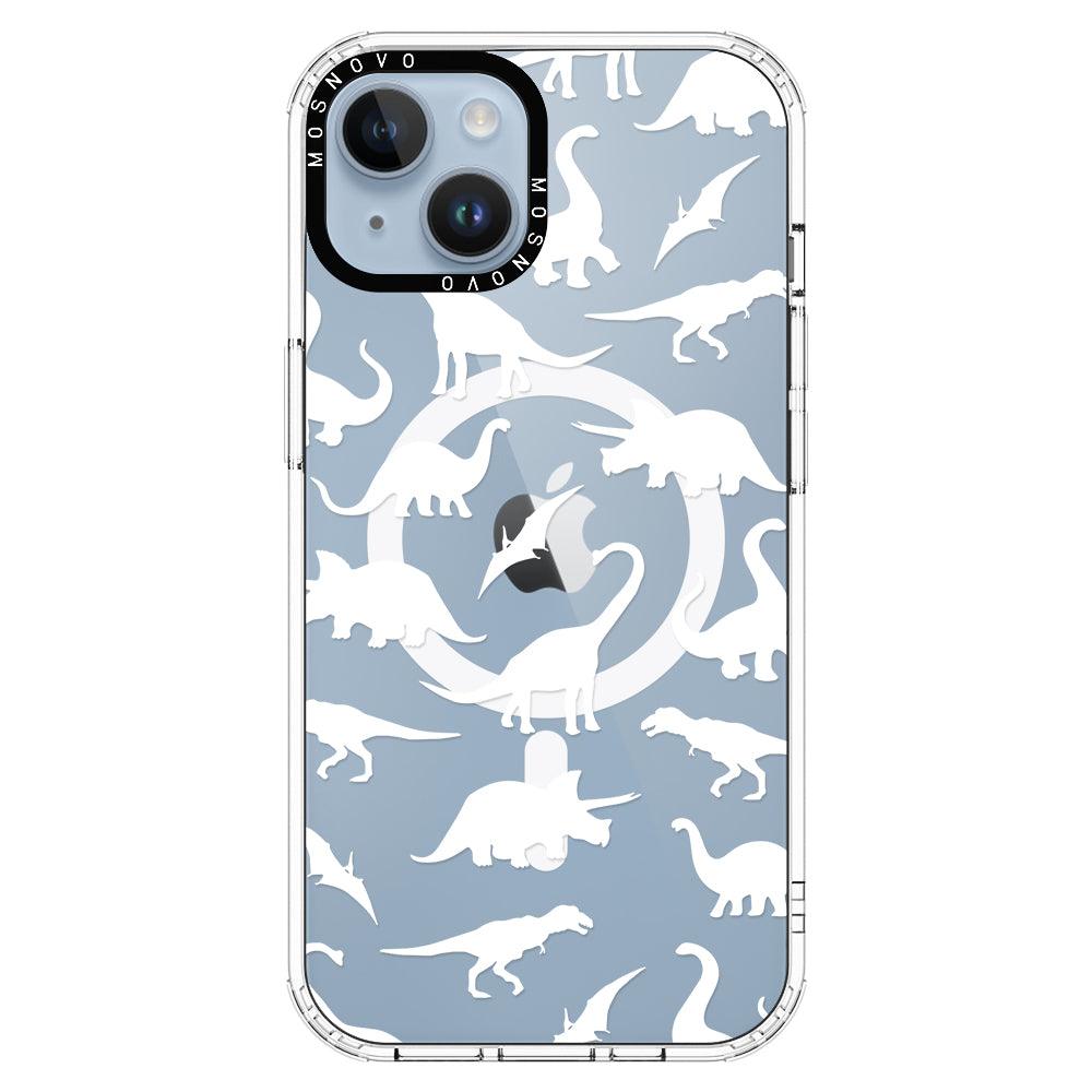 White Dinosaur Phone Case - iPhone 14 Plus Case - MOSNOVO