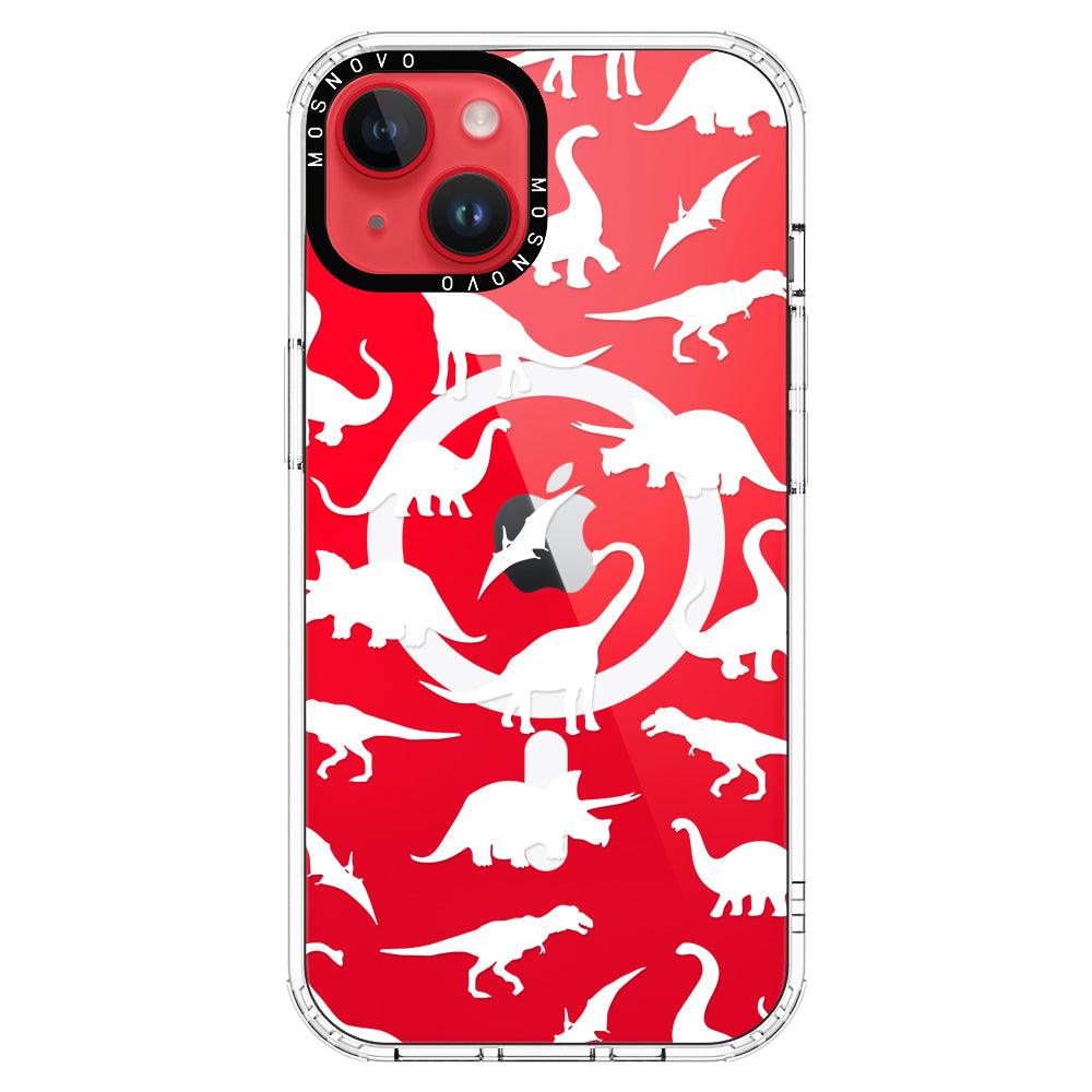 White Dinosaur Phone Case - iPhone 14 Plus Case - MOSNOVO