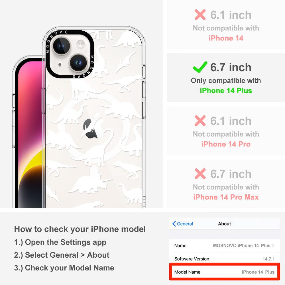 White Dinosaur Phone Case - iPhone 14 Plus Case - MOSNOVO