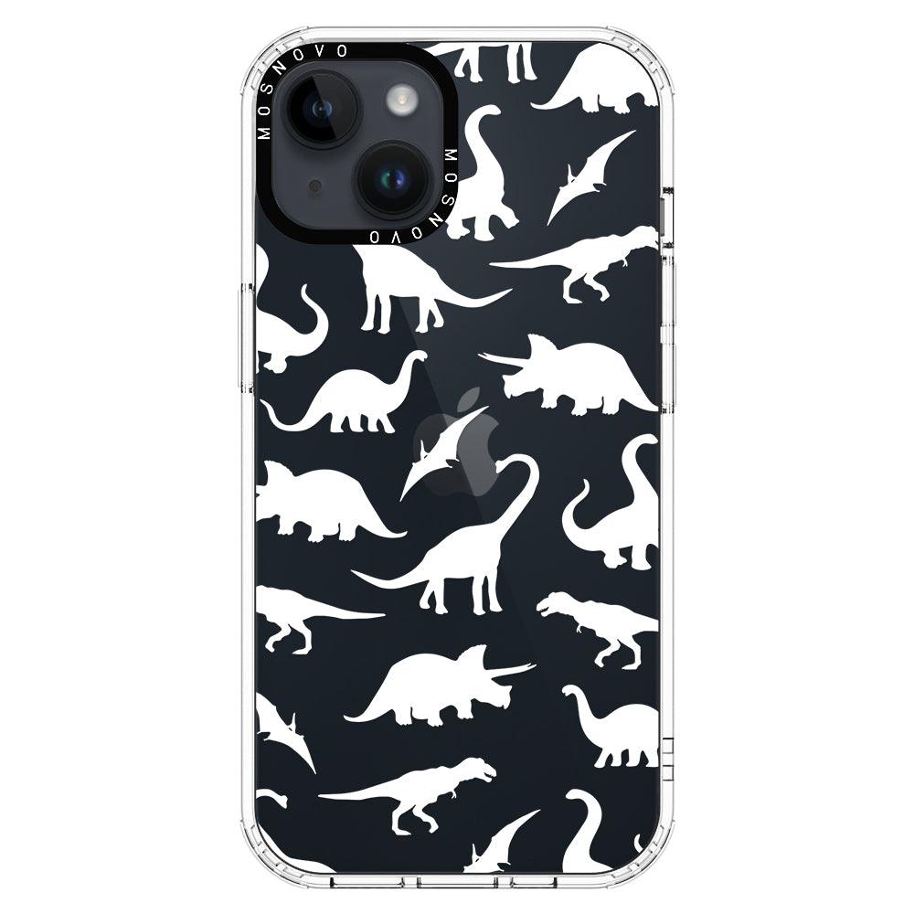 White Dinosaur Phone Case - iPhone 14 Plus Case - MOSNOVO