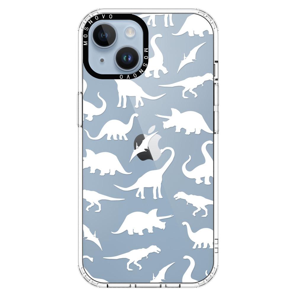 White Dinosaur Phone Case - iPhone 14 Plus Case - MOSNOVO