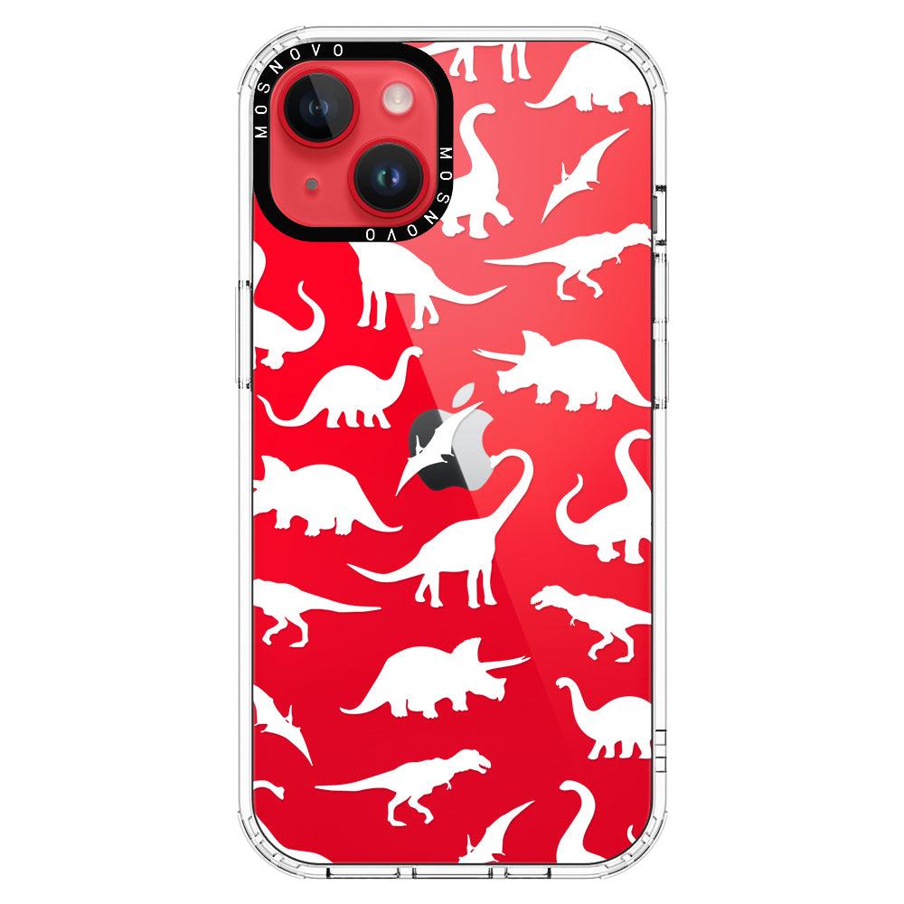 White Dinosaur Phone Case - iPhone 14 Plus Case - MOSNOVO