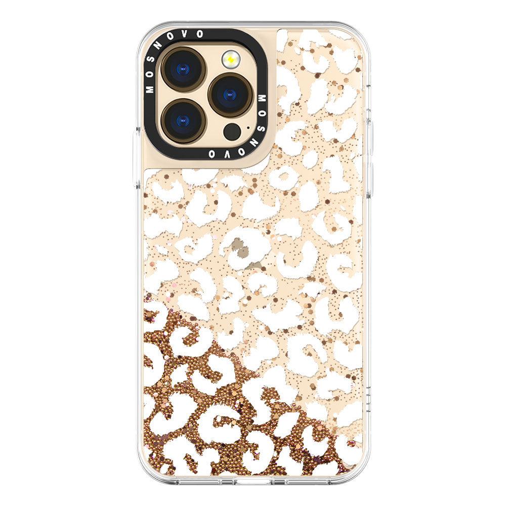 White Leopard Glitter Phone Case iPhone 13 Pro Case