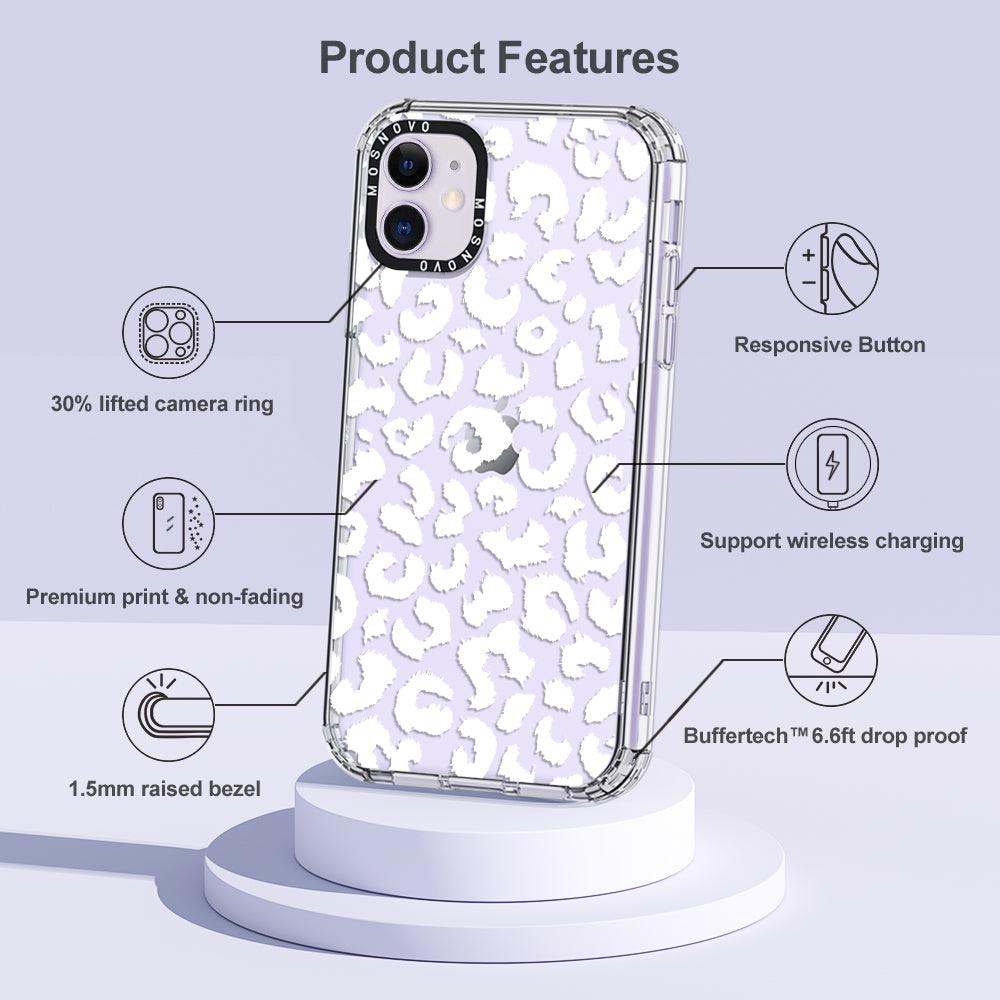 White Leopard Phone Case - iPhone 11 Case - MOSNOVO