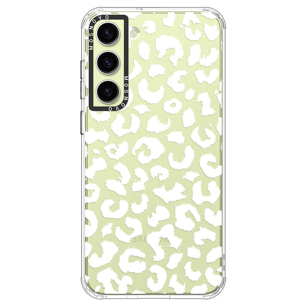 White Leopard Print Phone Case - Samsung Galaxy S23 Case - MOSNOVO