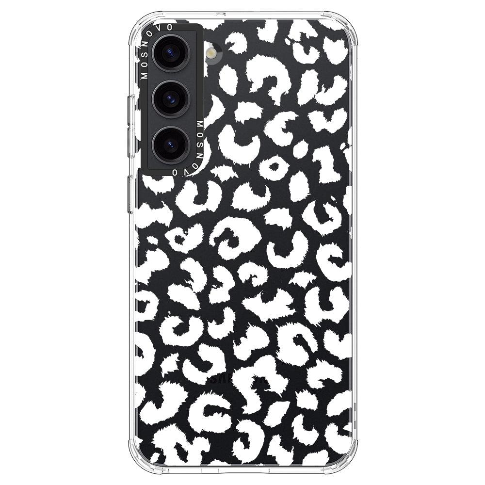 White Leopard Print Phone Case - Samsung Galaxy S23 Case - MOSNOVO