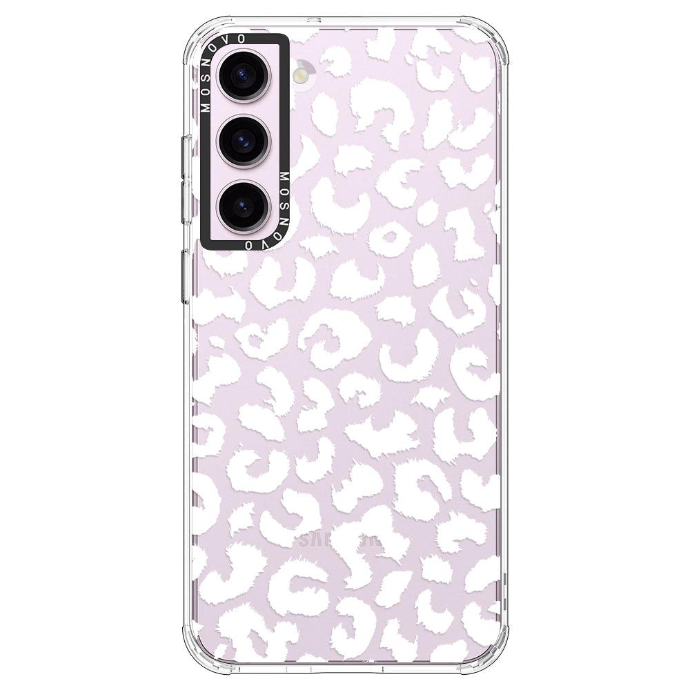 White Leopard Print Phone Case - Samsung Galaxy S23 Plus Case - MOSNOVO