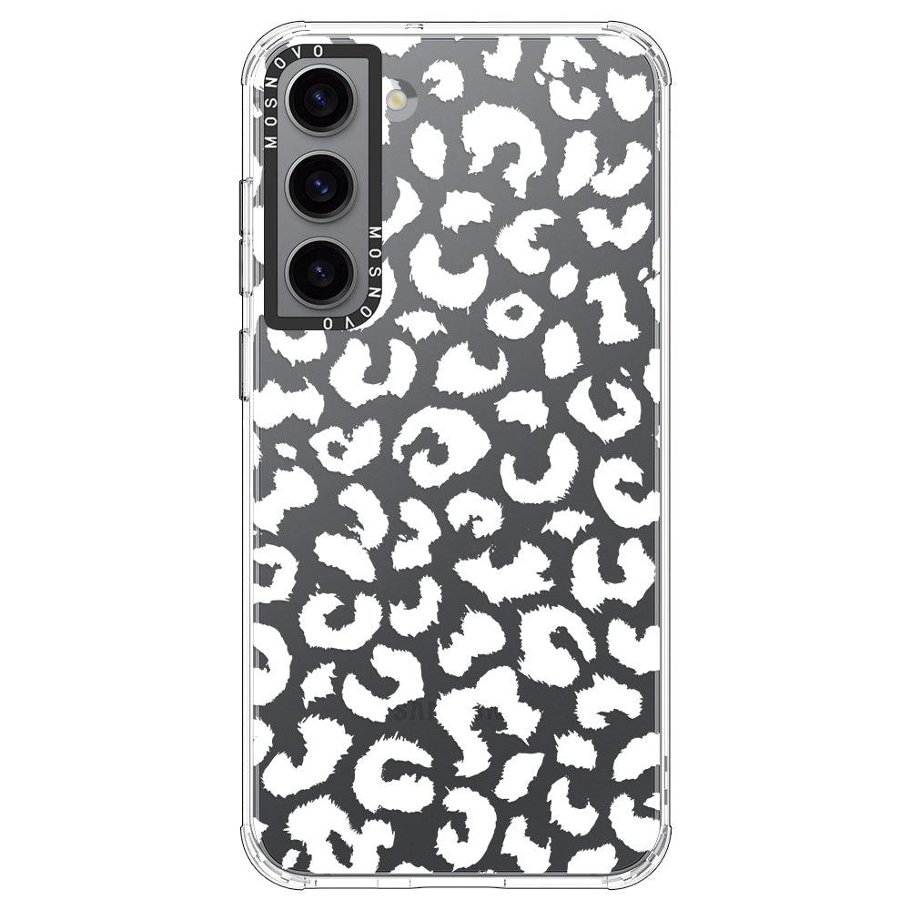 White Leopard Print Phone Case - Samsung Galaxy S23 Plus Case - MOSNOVO