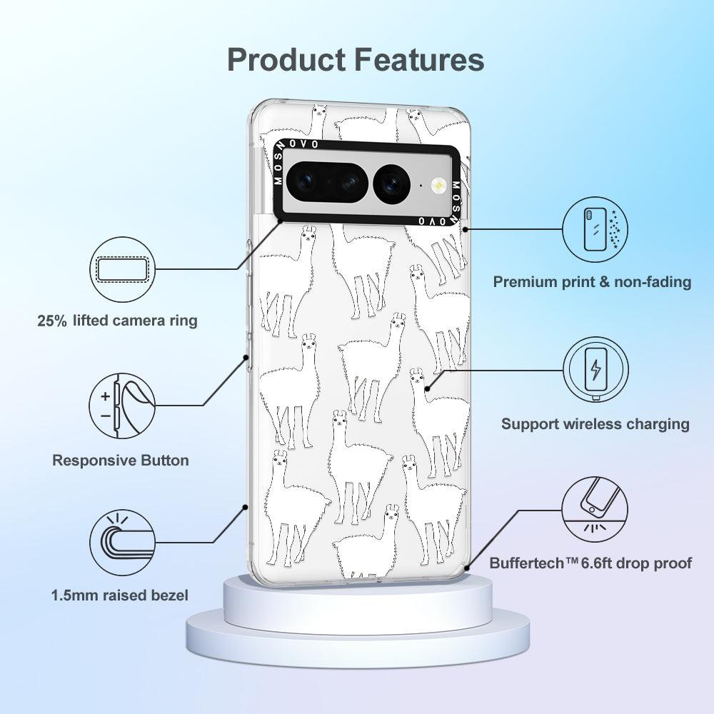 White Llama Phone Case - Google Pixel 7 Pro Case - MOSNOVO