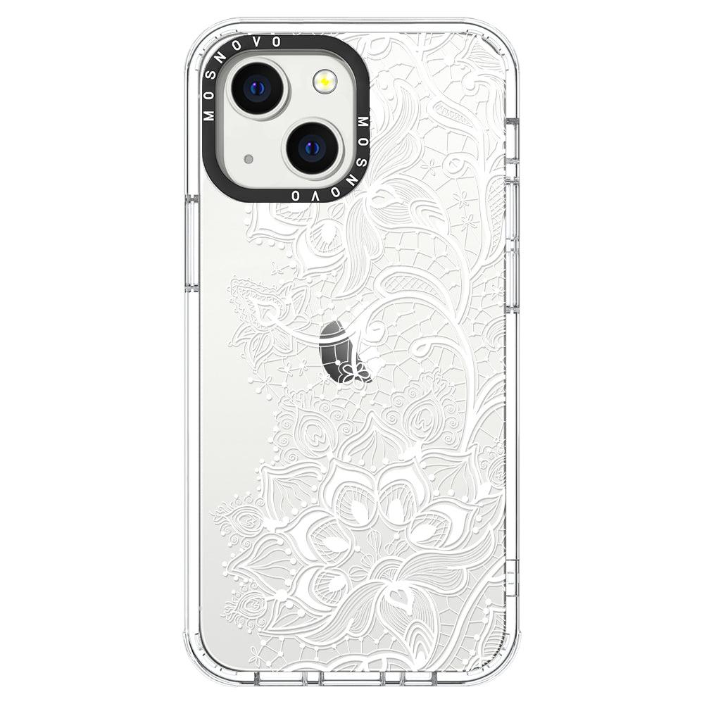 White Lotus Henna Phone Case - iPhone 13 Mini Case - MOSNOVO