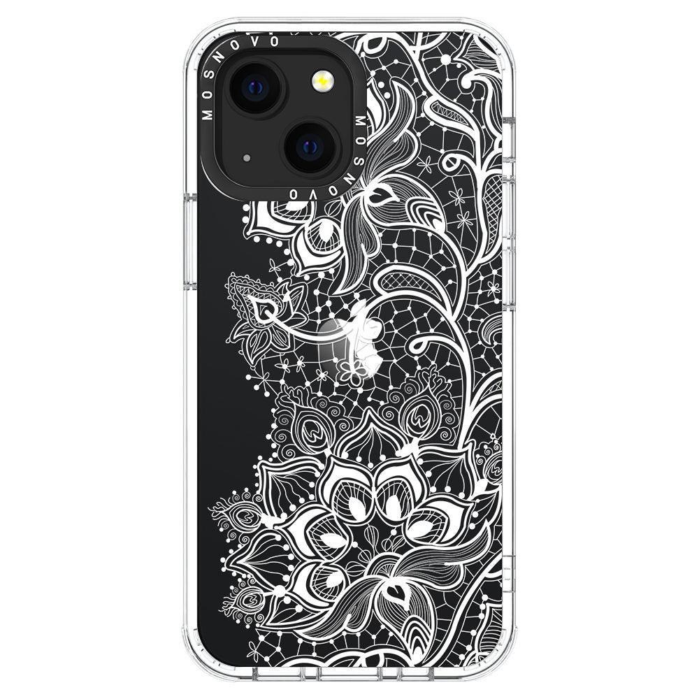 White Lotus Henna Phone Case - iPhone 13 Mini Case - MOSNOVO