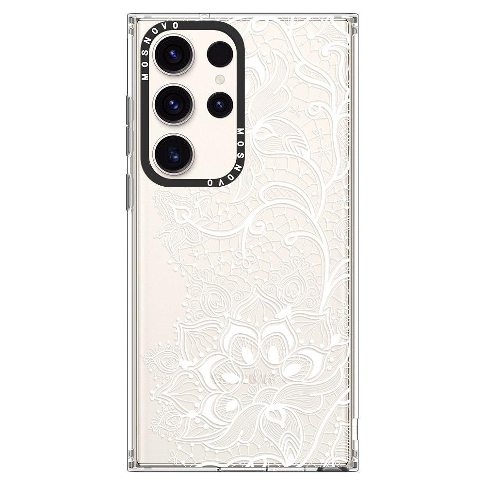 White Lotus Henna Phone Case - Samsung Galaxy S23 Ultra Case - MOSNOVO