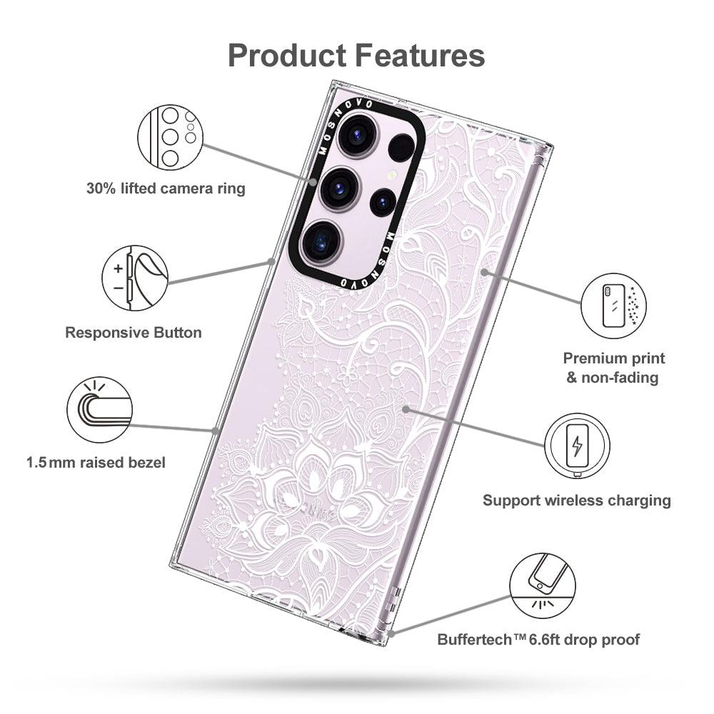 White Lotus Henna Phone Case - Samsung Galaxy S23 Ultra Case - MOSNOVO