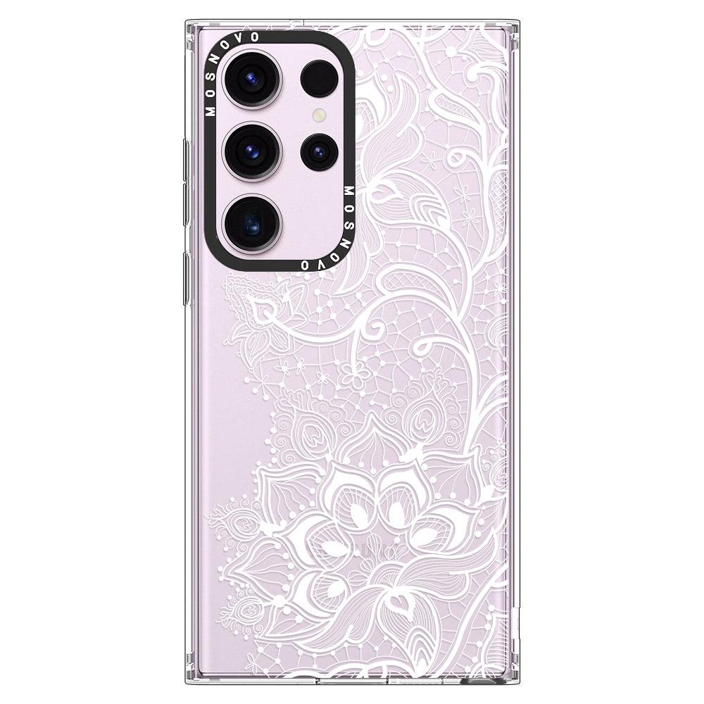 White Lotus Henna Phone Case - Samsung Galaxy S23 Ultra Case - MOSNOVO