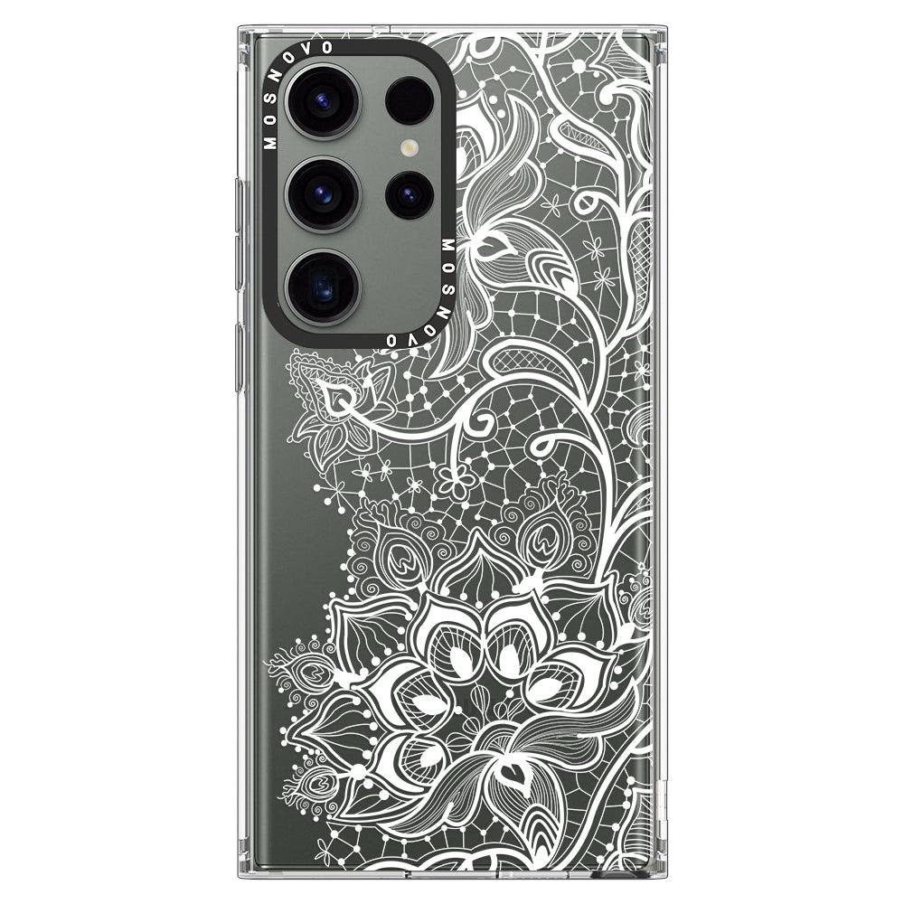 White Lotus Henna Phone Case - Samsung Galaxy S23 Ultra Case - MOSNOVO