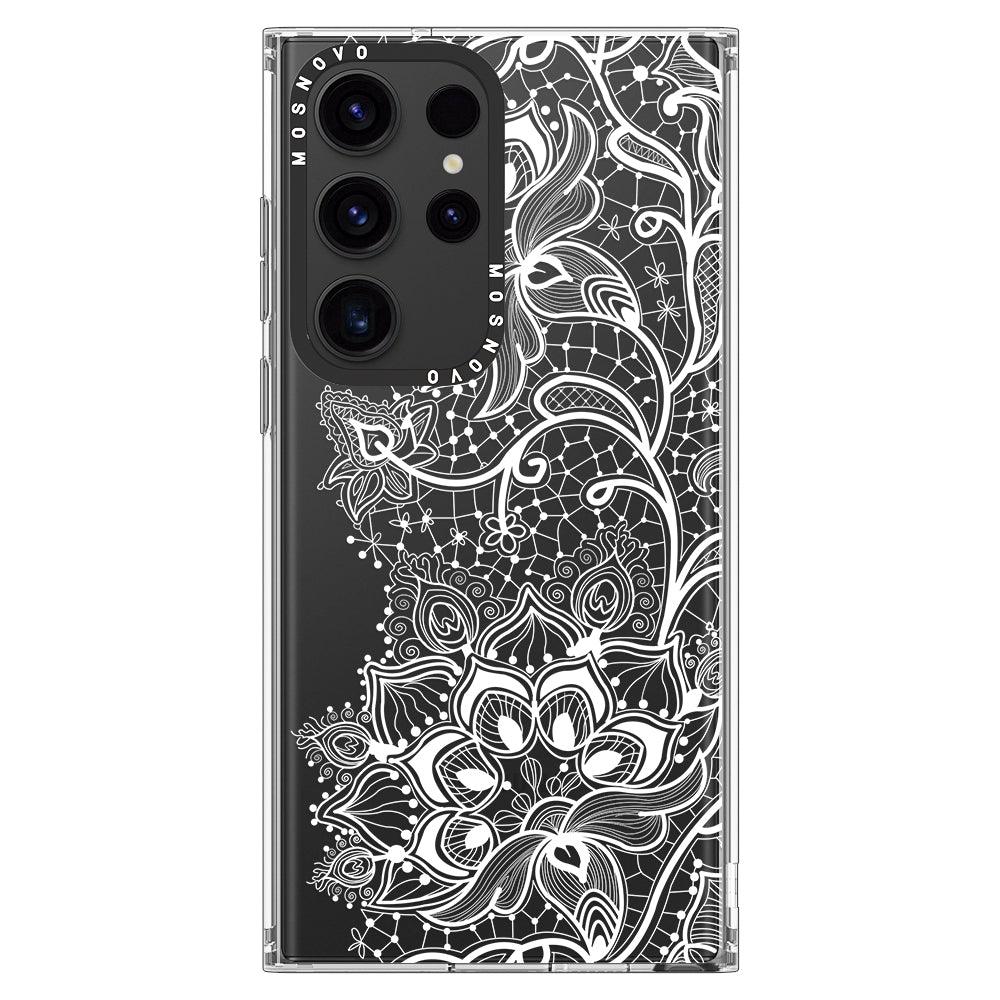 White Lotus Henna Phone Case - Samsung Galaxy S23 Ultra Case - MOSNOVO