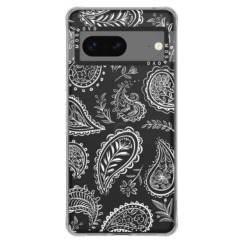 White Paisley Phone Case - Google Pixel 7 Case - MOSNOVO