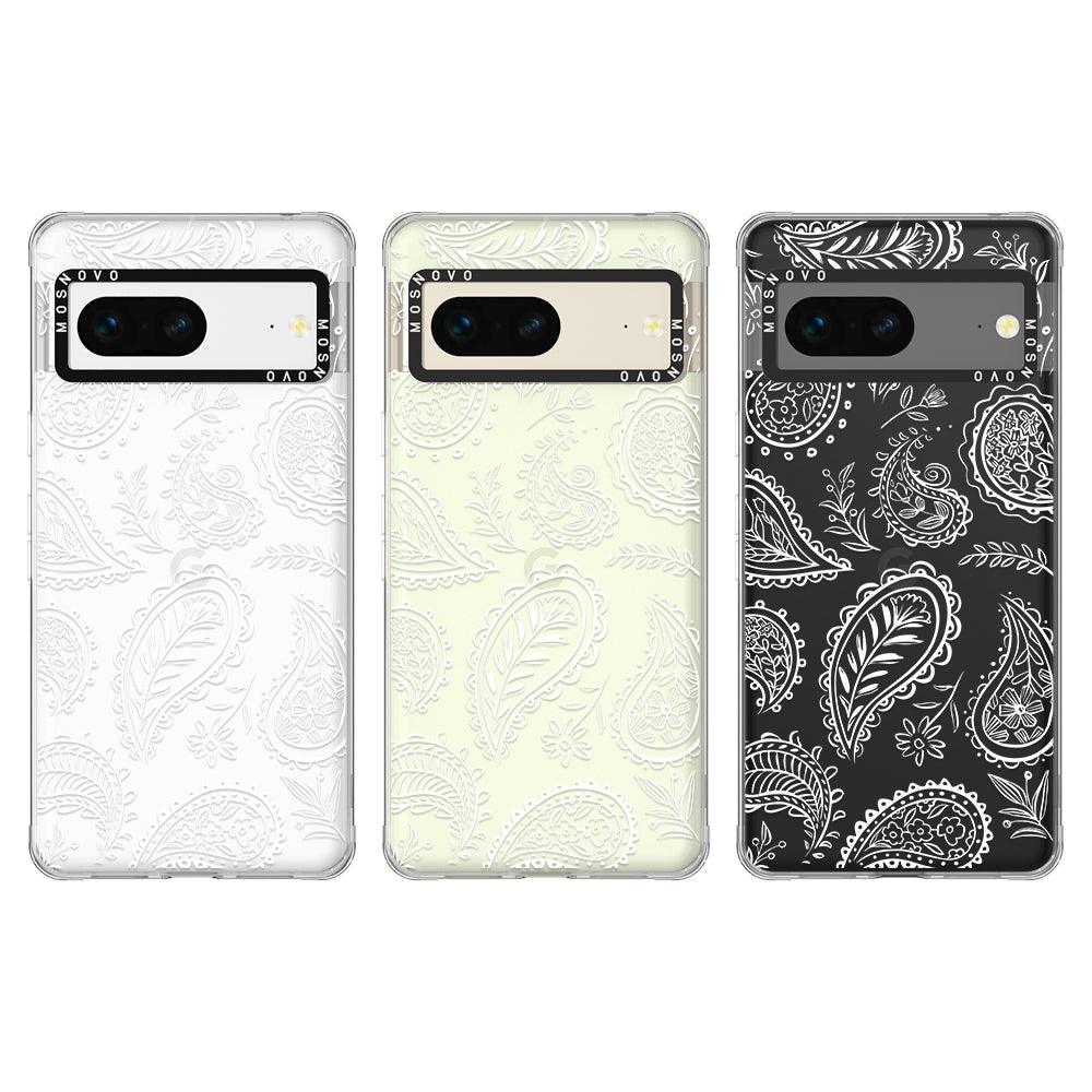 White Paisley Phone Case - Google Pixel 7 Case - MOSNOVO