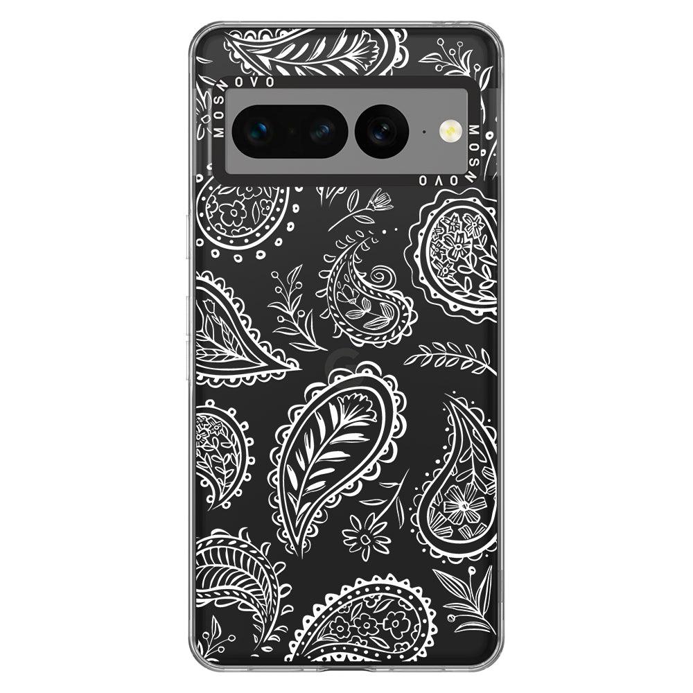 White Paisley Phone Case - Google Pixel 7 Pro Case - MOSNOVO