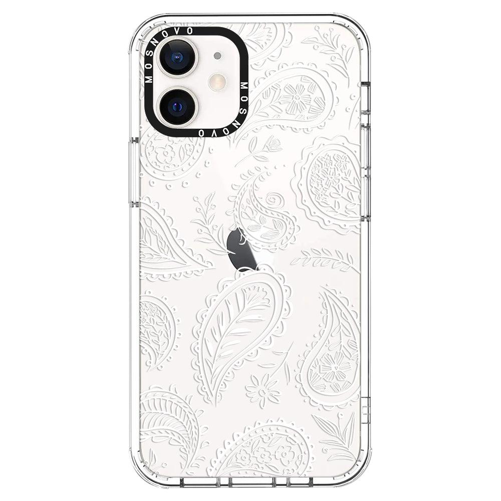 White Paisley Phone Case - iPhone 12 Case - MOSNOVO