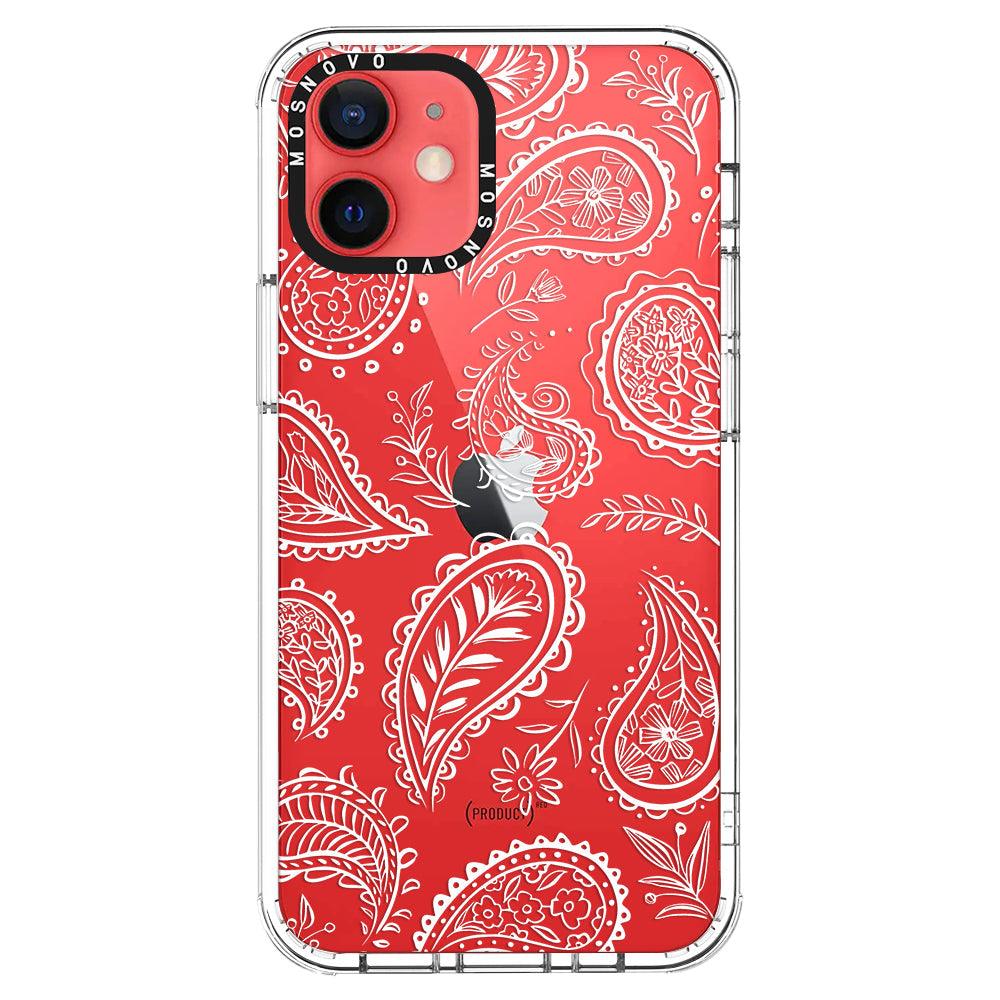 White Paisley Phone Case - iPhone 12 Case - MOSNOVO