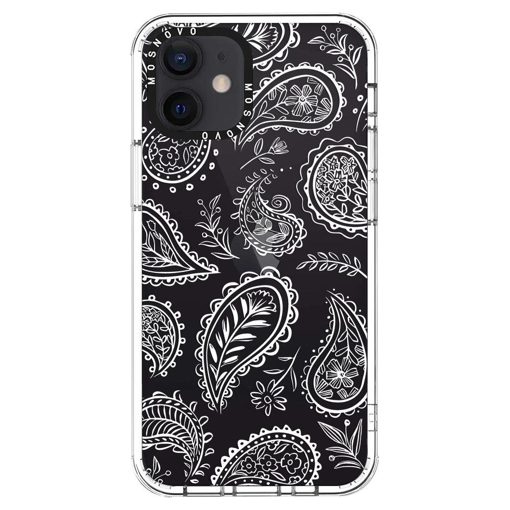 White Paisley Phone Case - iPhone 12 Case - MOSNOVO