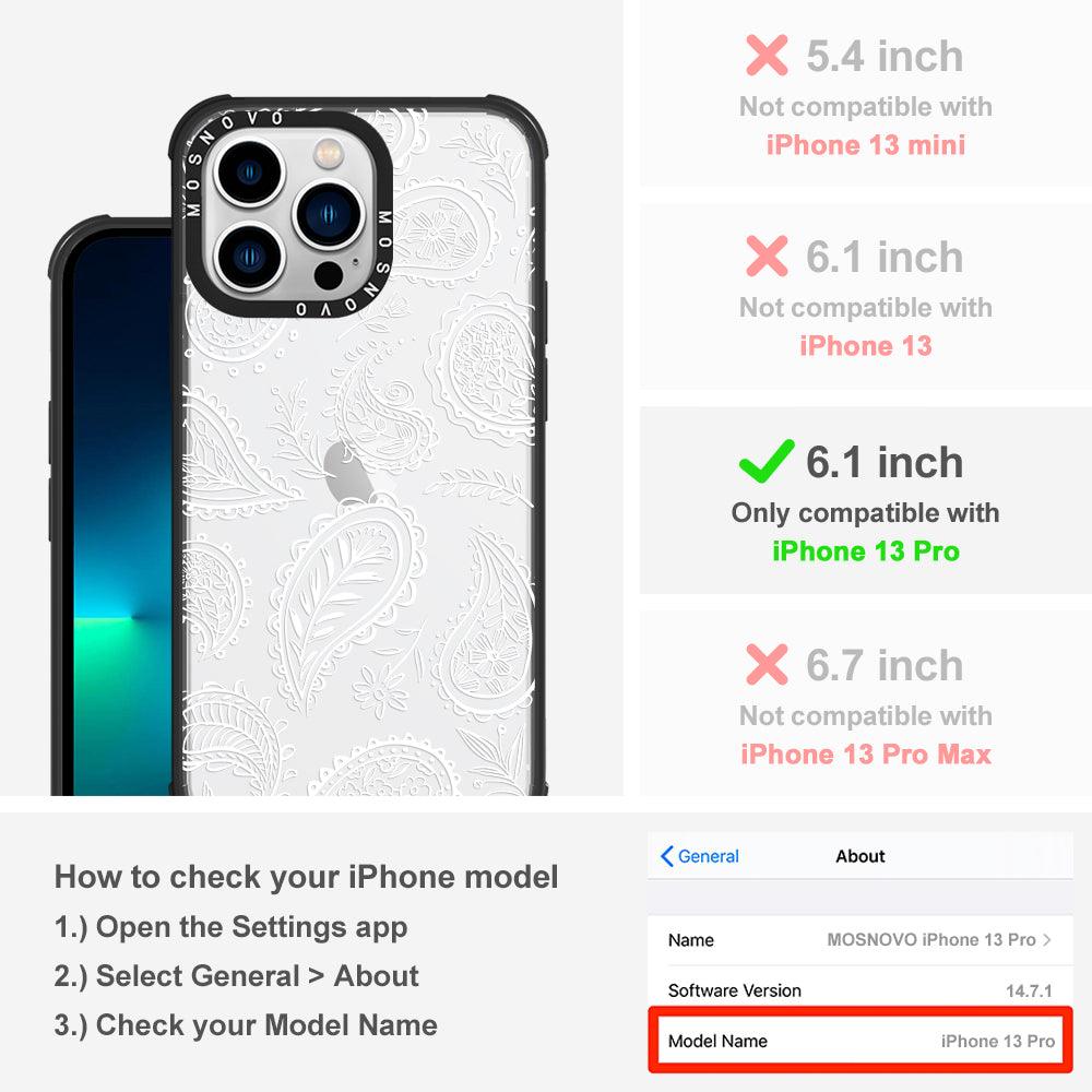 White Paisley Phone Case - iPhone 13 Pro Case - MOSNOVO