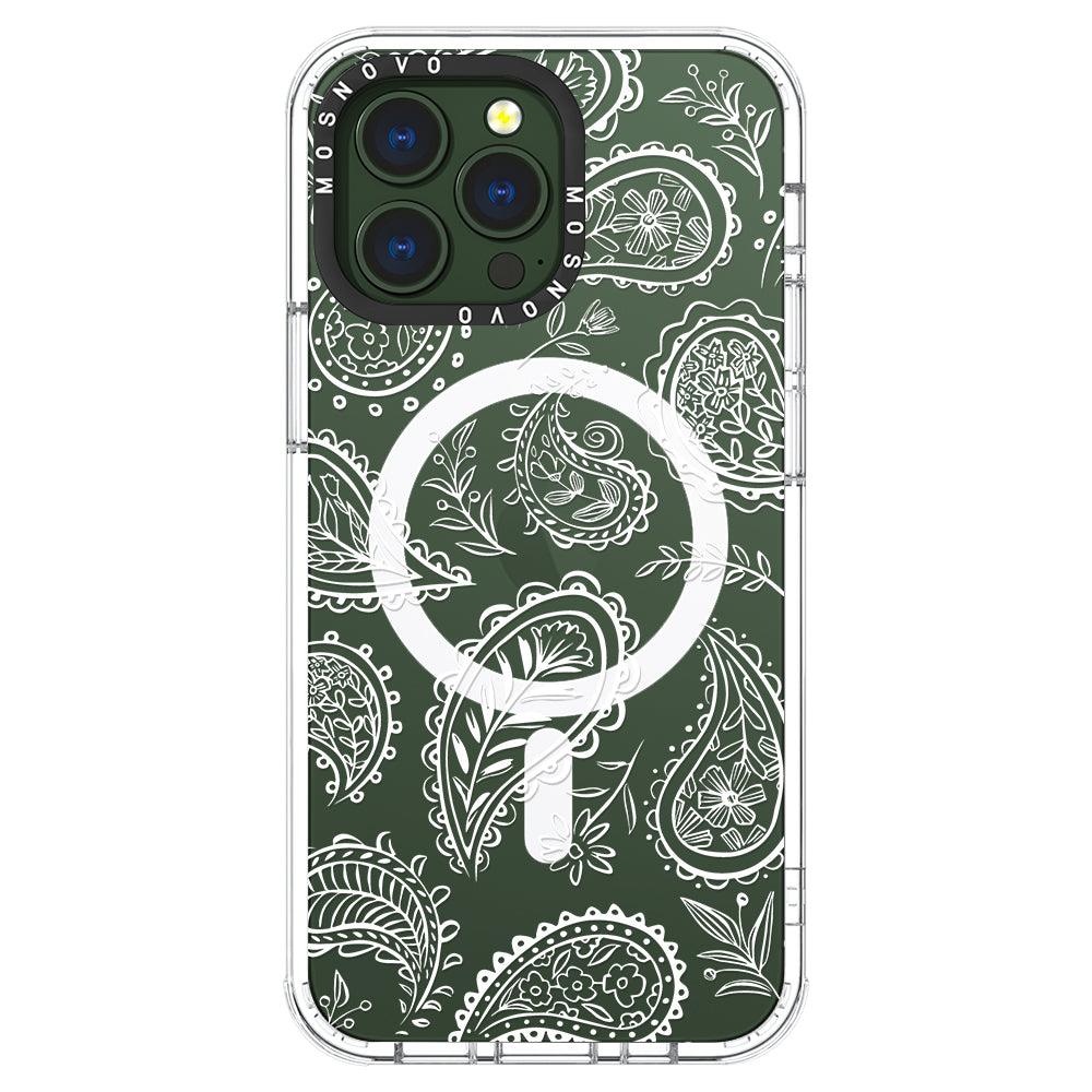 White Paisley Phone Case - iPhone 13 Pro Case - MOSNOVO