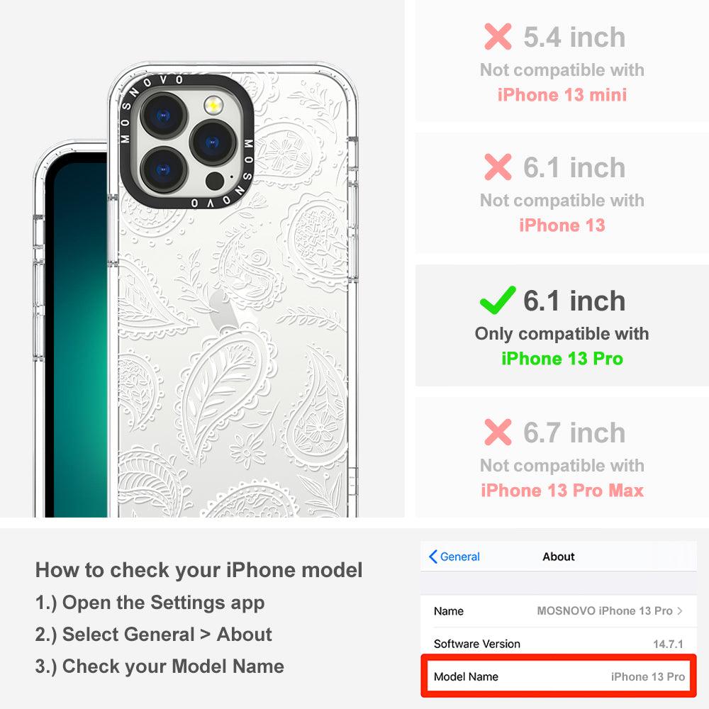 White Paisley Phone Case - iPhone 13 Pro Case - MOSNOVO