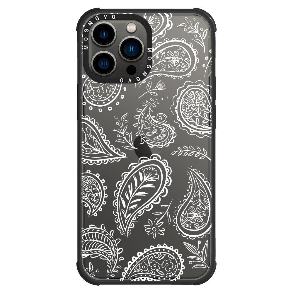 White Paisley Phone Case - iPhone 13 Pro Max Case - MOSNOVO