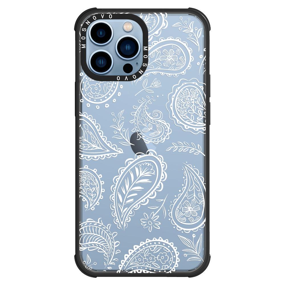 White Paisley Phone Case - iPhone 13 Pro Max Case - MOSNOVO