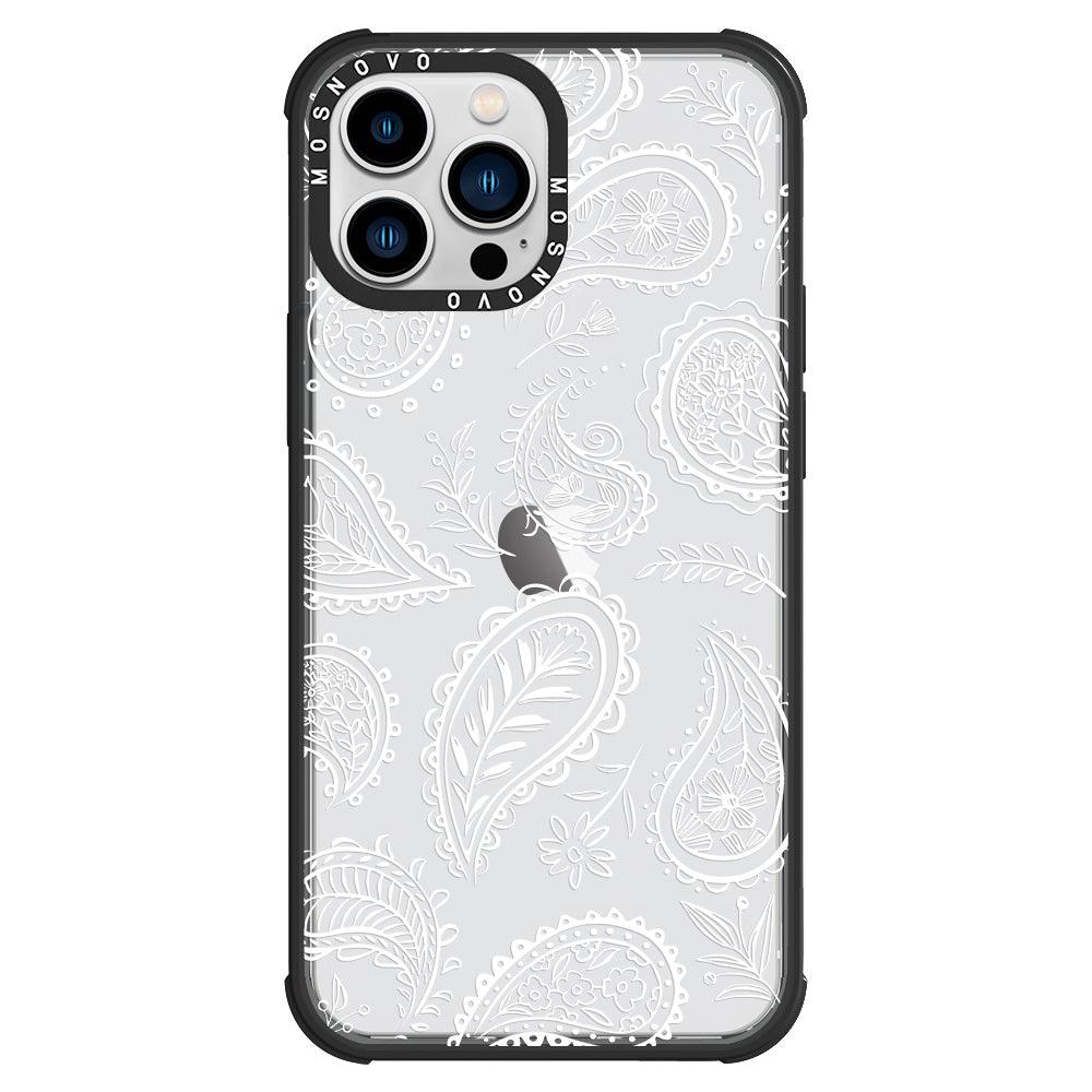 White Paisley Phone Case - iPhone 13 Pro Max Case - MOSNOVO