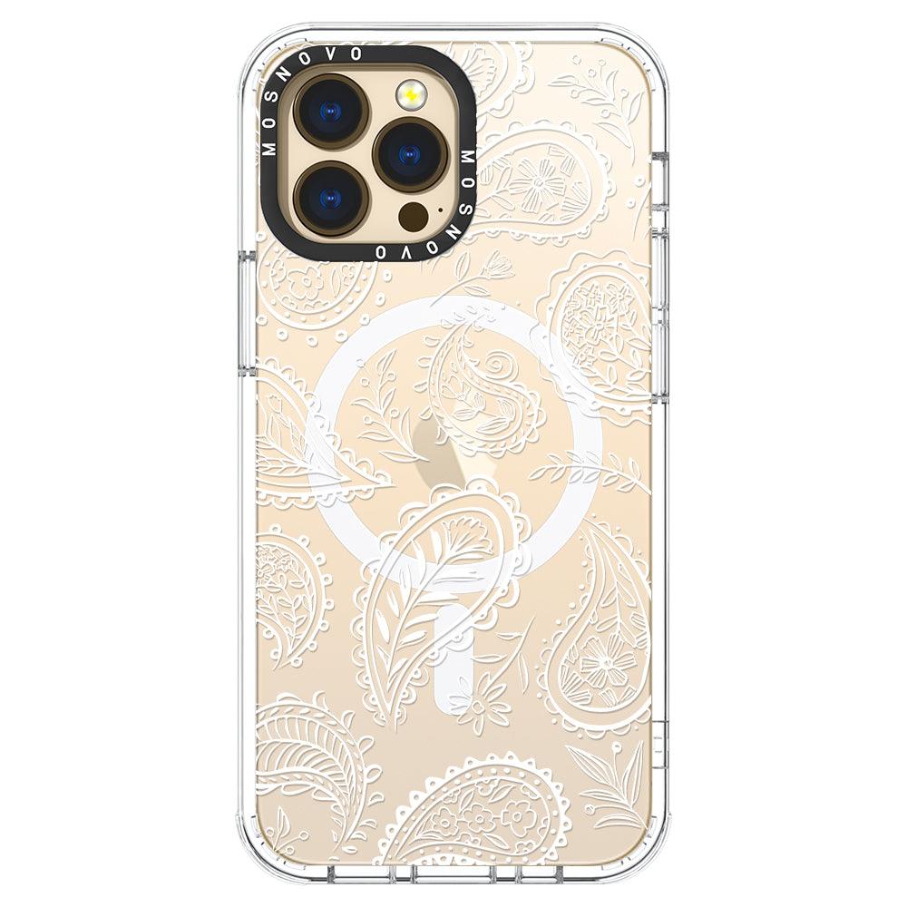 White Paisley Phone Case - iPhone 13 Pro Max Case - MOSNOVO