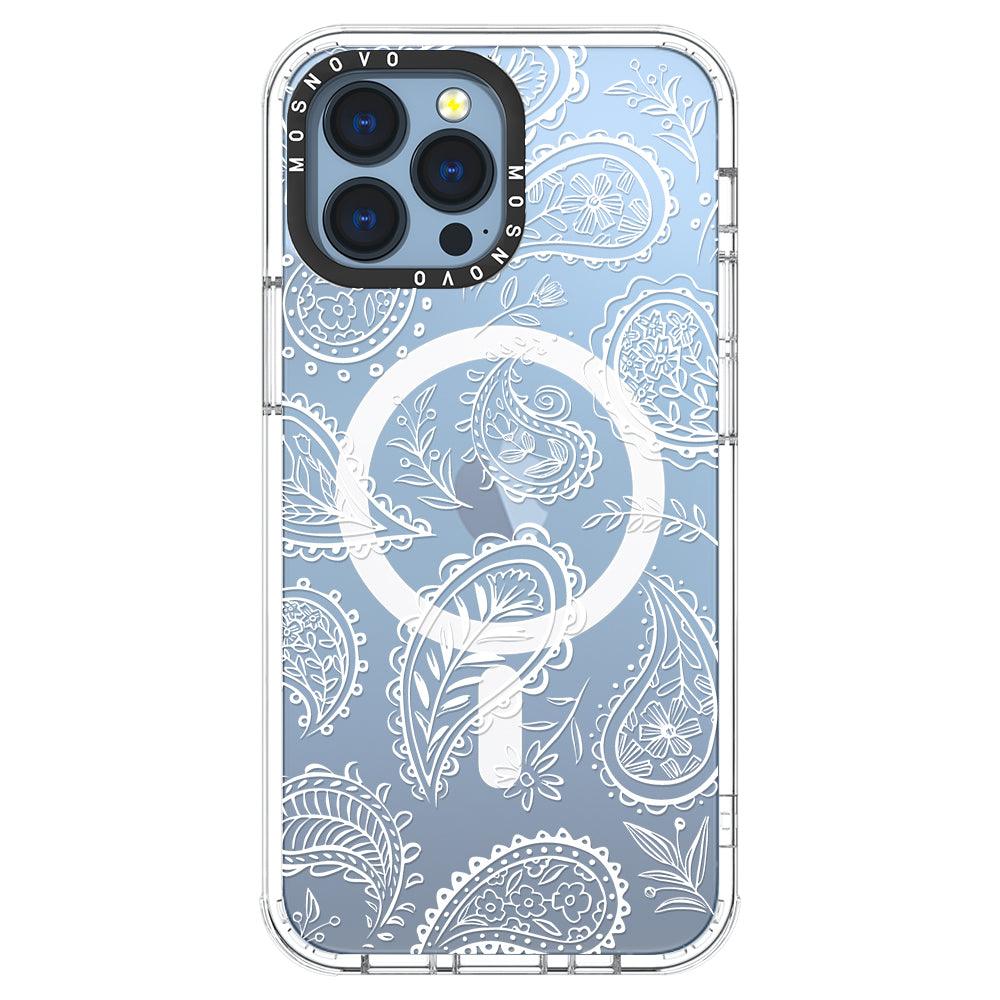 White Paisley Phone Case - iPhone 13 Pro Max Case - MOSNOVO