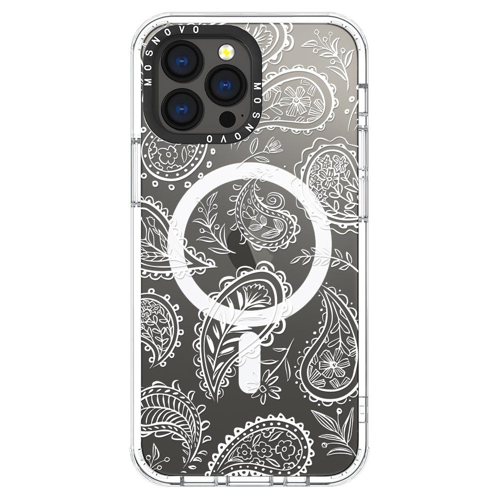 White Paisley Phone Case - iPhone 13 Pro Max Case - MOSNOVO