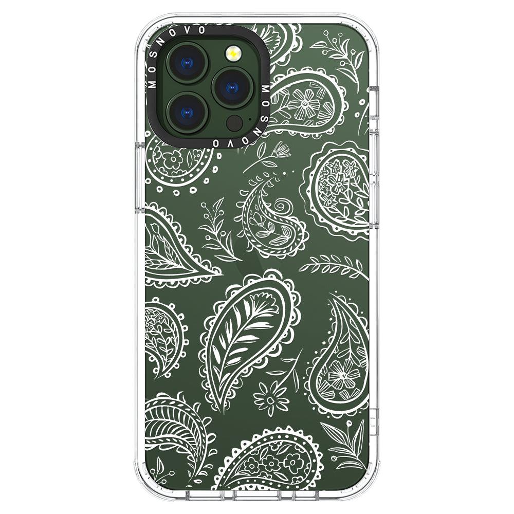 White Paisley Phone Case - iPhone 13 Pro Max Case - MOSNOVO