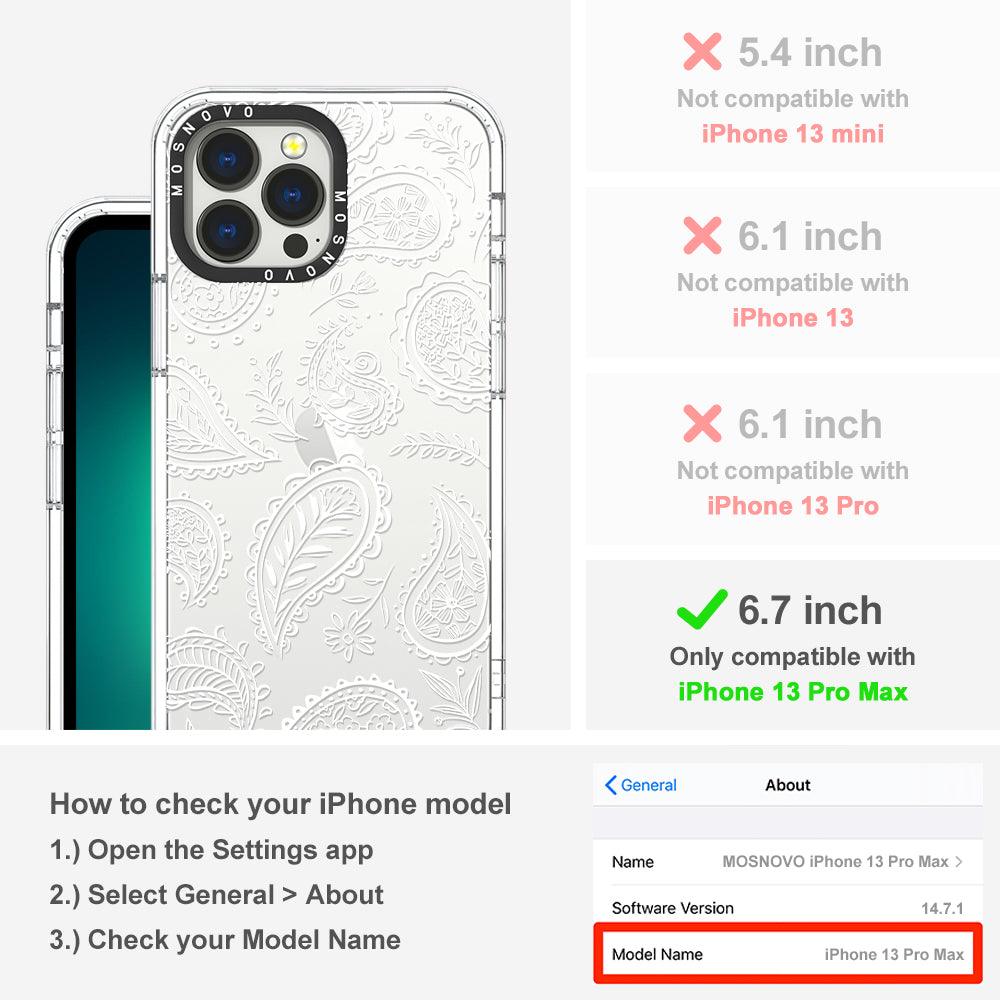 White Paisley Phone Case - iPhone 13 Pro Max Case - MOSNOVO