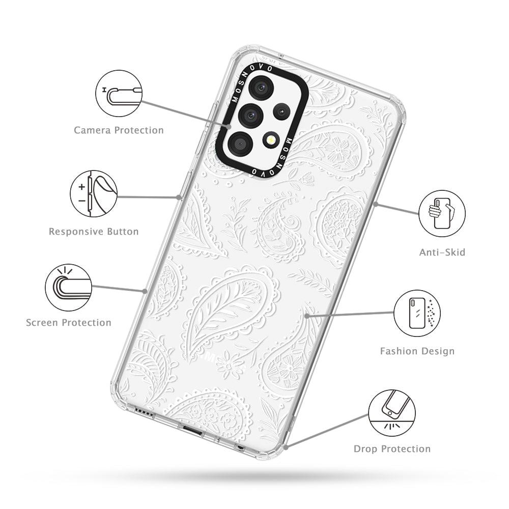 White Paisley Phone Case - Samsung Galaxy A52 & A52s Case - MOSNOVO