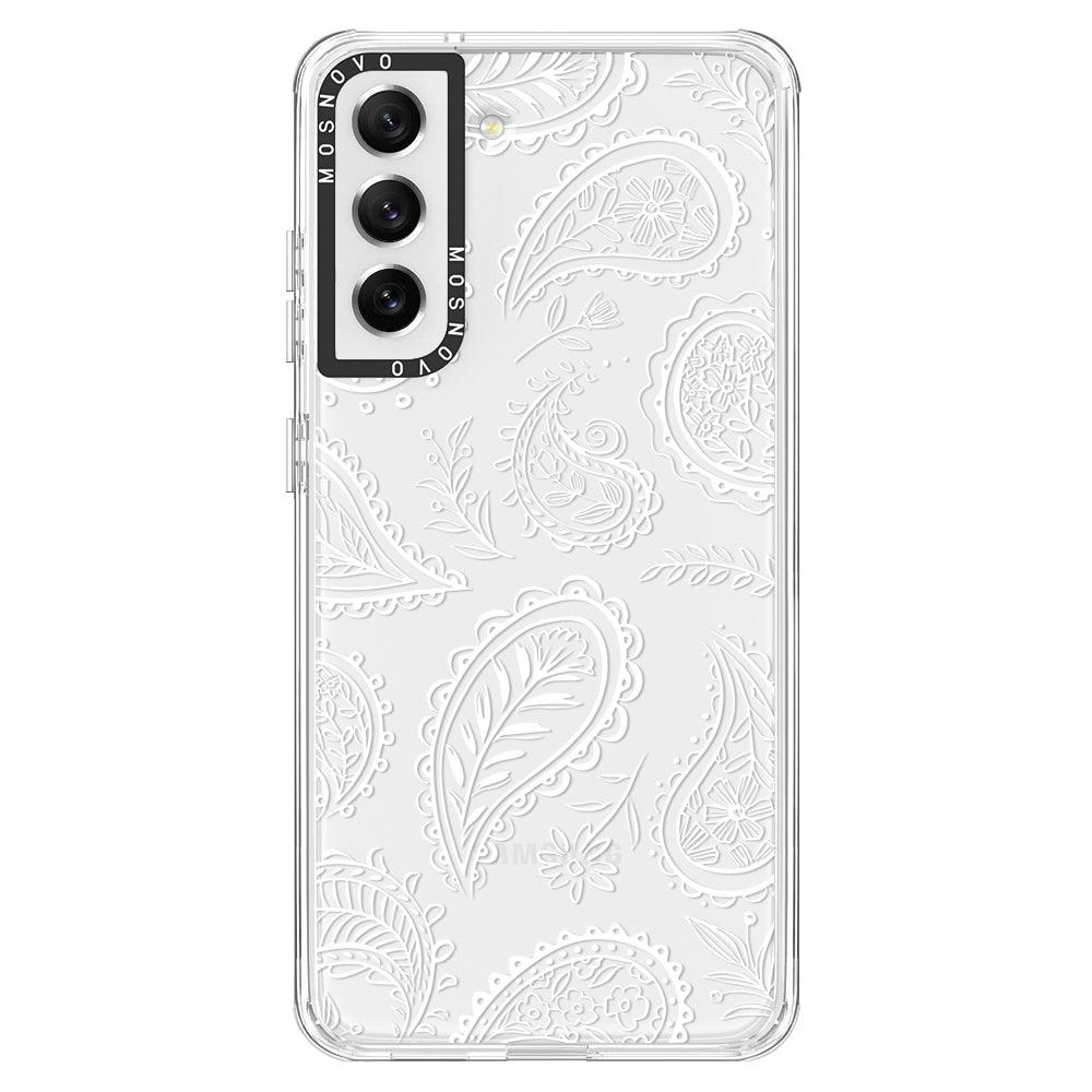 White Paisley Phone Case - Samsung Galaxy S21 FE Case - MOSNOVO