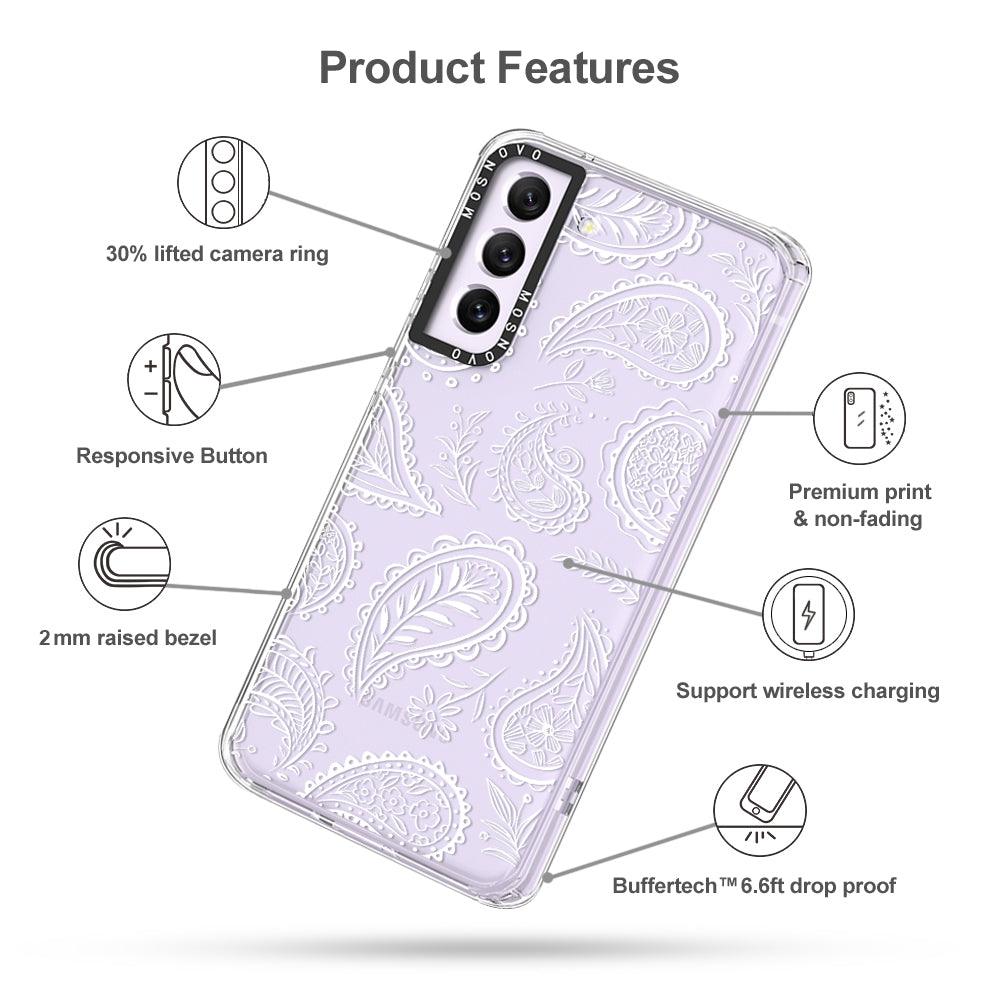 White Paisley Phone Case - Samsung Galaxy S21 FE Case - MOSNOVO