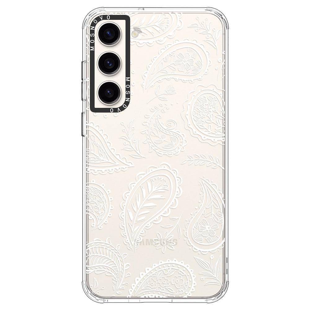 White Paisley Phone Case - Samsung Galaxy S23 Case - MOSNOVO