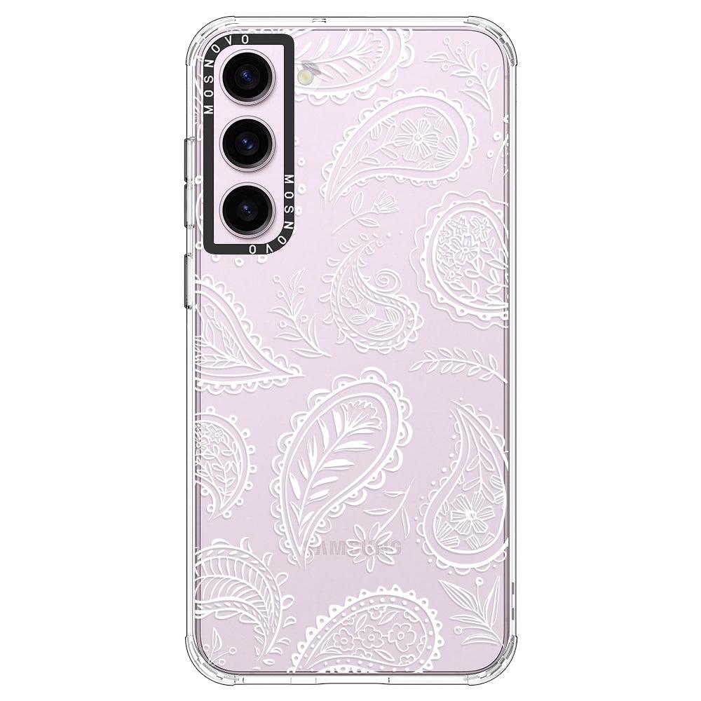 White Paisley Phone Case - Samsung Galaxy S23 Case - MOSNOVO