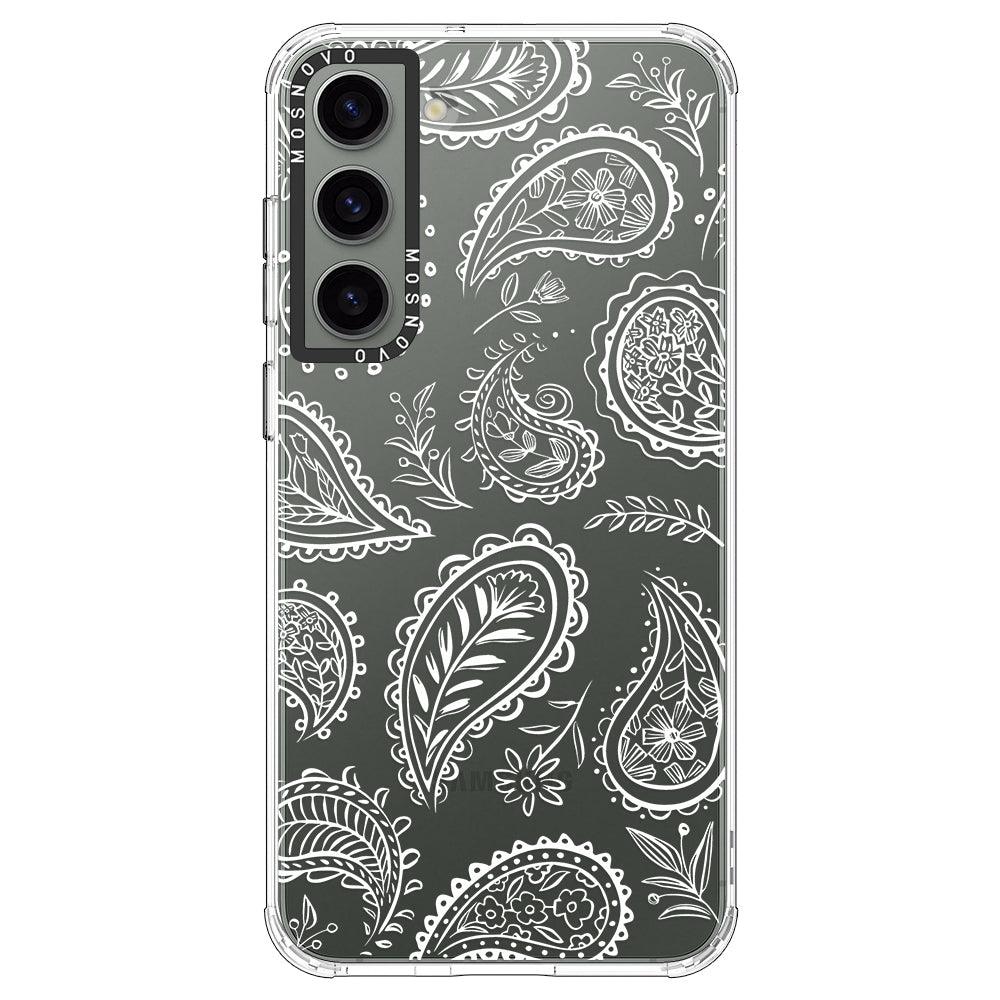 White Paisley Phone Case - Samsung Galaxy S23 Case - MOSNOVO