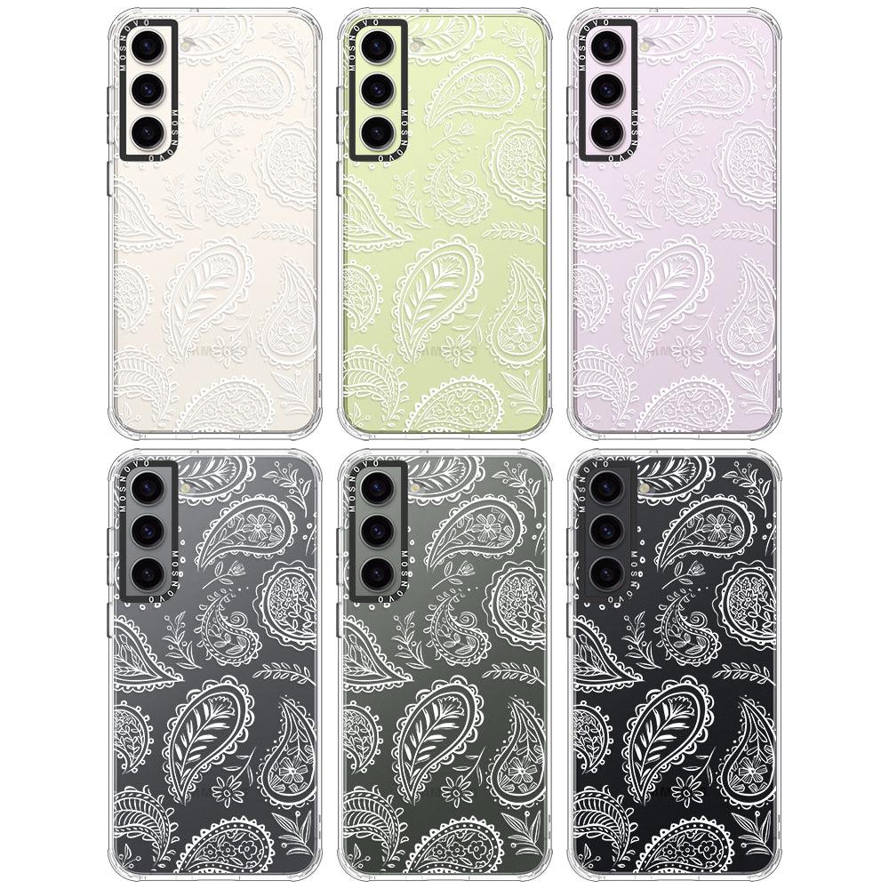 White Paisley Phone Case - Samsung Galaxy S23 Case - MOSNOVO