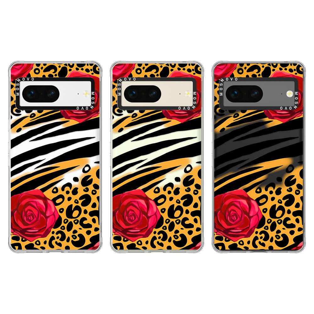 Wild Floral Leopard Phone Case - Google Pixel 7 Case - MOSNOVO