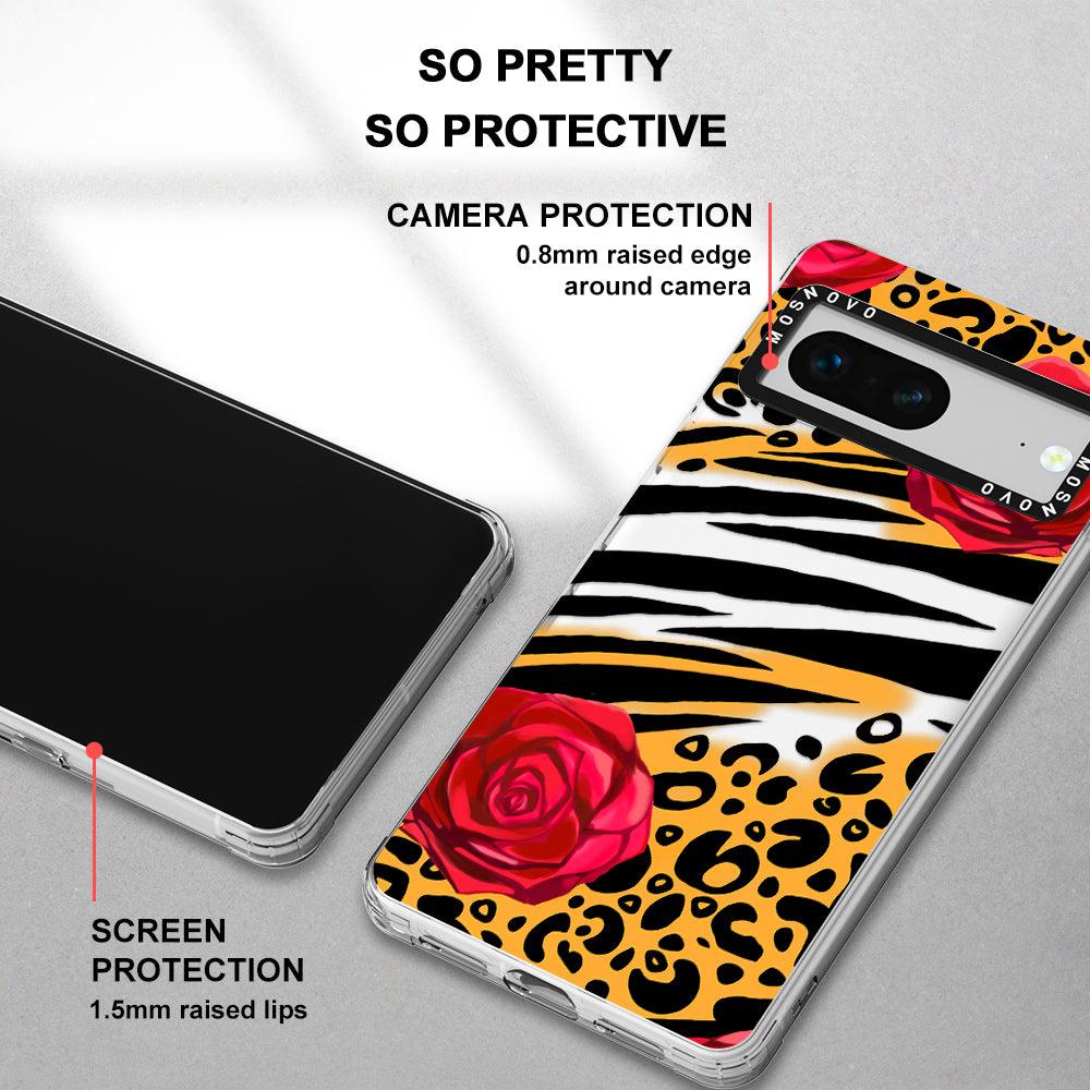 Wild Floral Leopard Phone Case - Google Pixel 7 Case - MOSNOVO