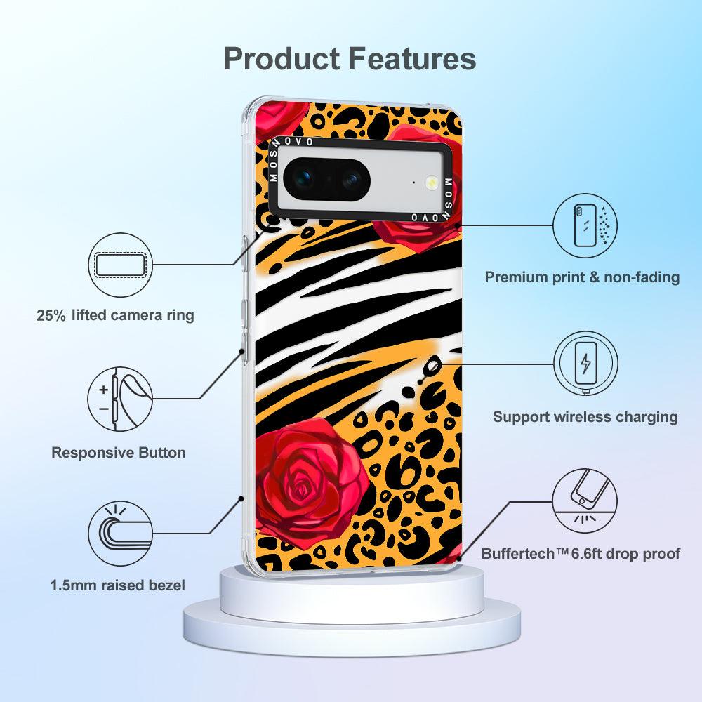 Wild Floral Leopard Phone Case - Google Pixel 7 Case - MOSNOVO