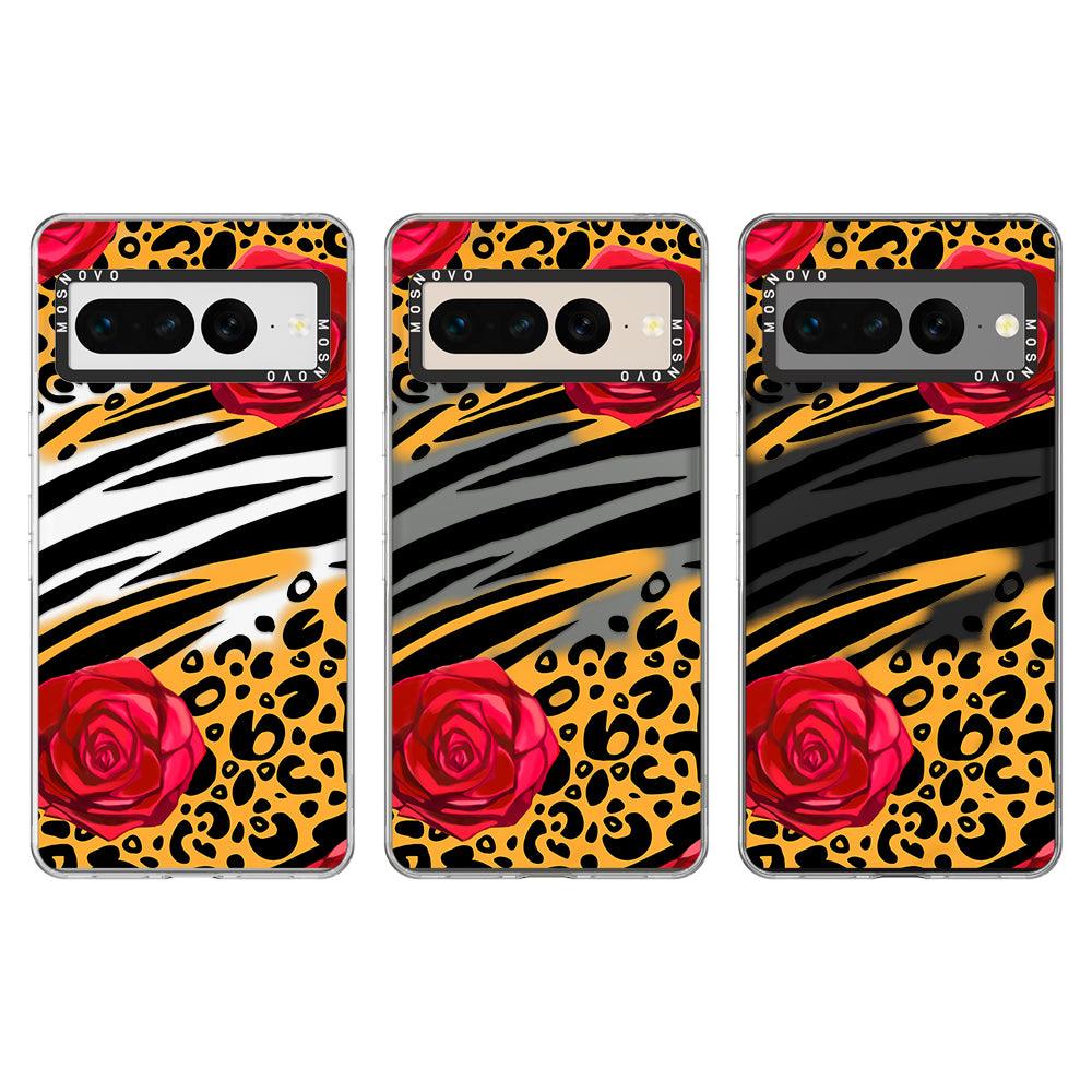 Wild Floral Leopard Phone Case - Google Pixel 7 Pro Case - MOSNOVO